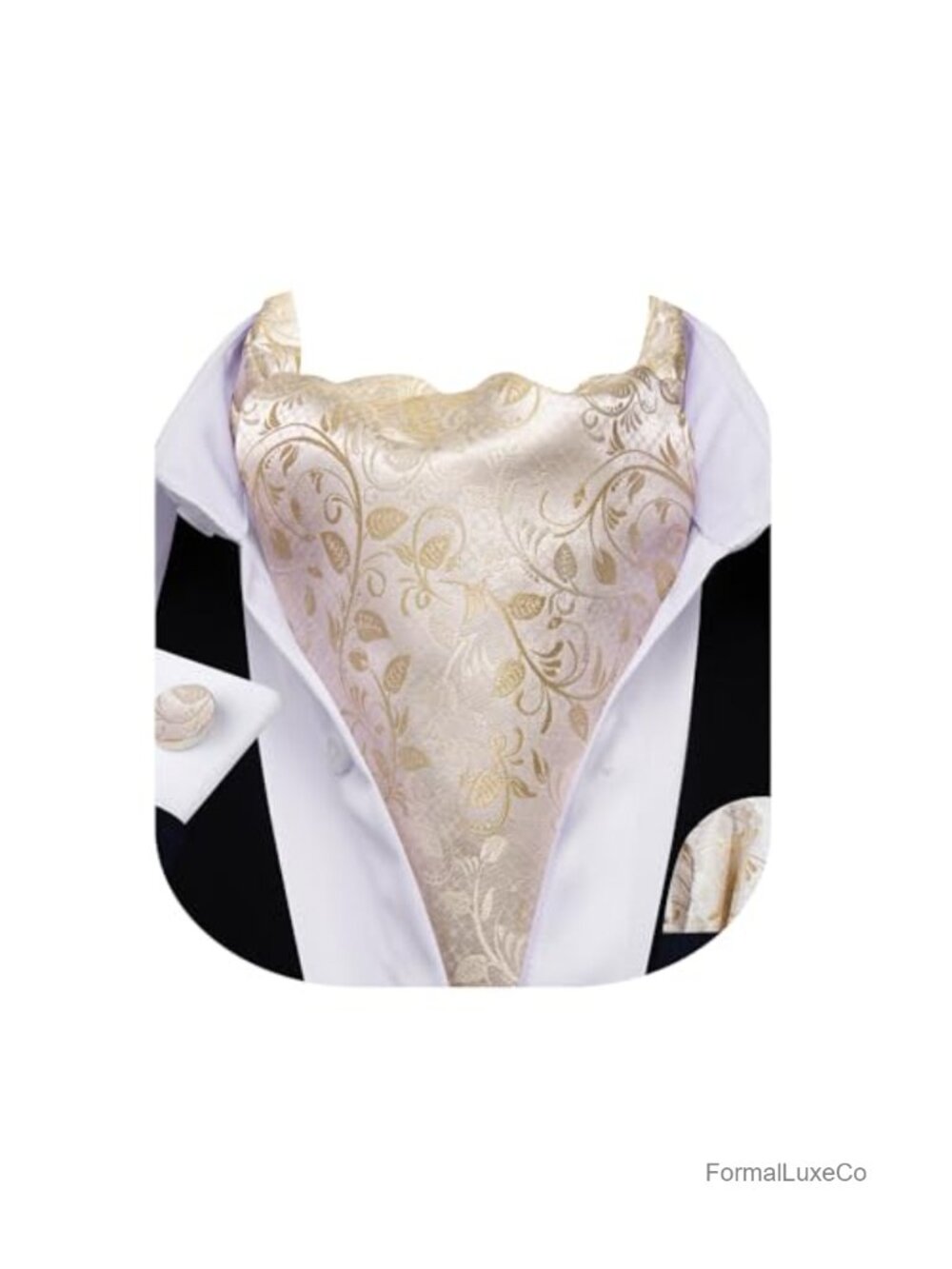 Men's Silk Cravat Tie Handkerchief Cufflink Set Wedding Party Accessory